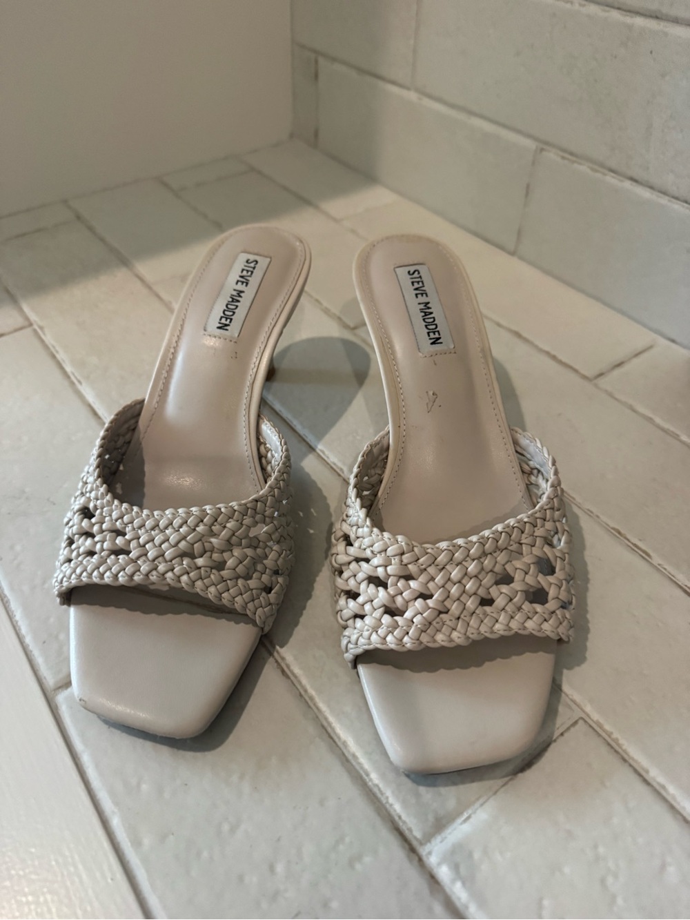 Steve Madden Braided Slide Sandals in Cream